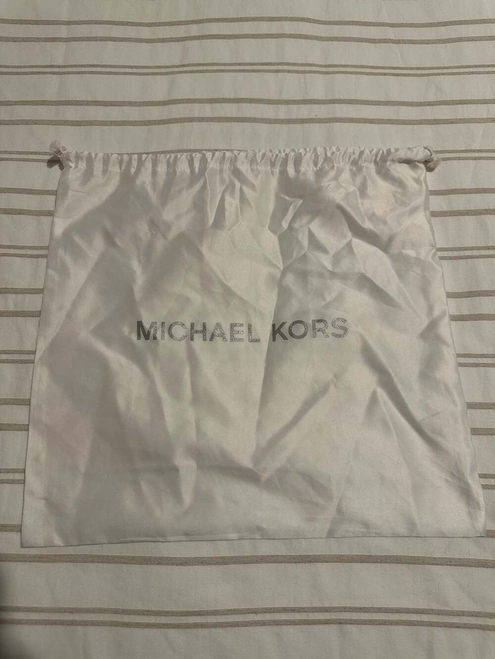 Michael Kors White Silk Drawstring Dust Bag Handbag Cover